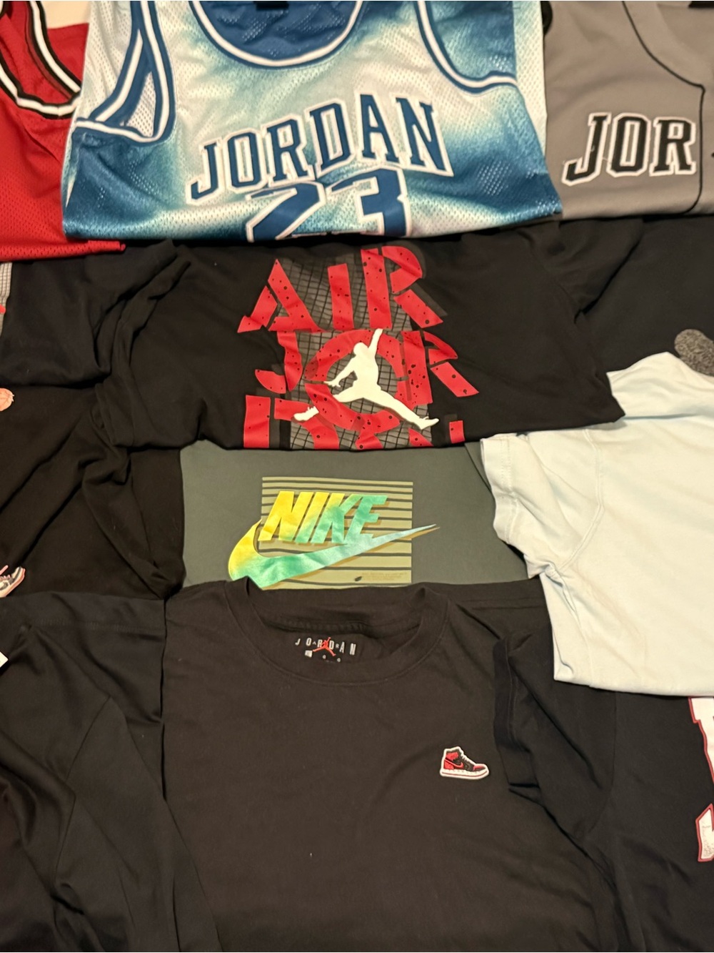 Jordan Kids Black Tee with Red and White Air Jordan Graphic